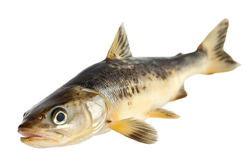 Fototapeta premium A closeup of a fresh sleeklyscaled fish contrasted against a solid white background