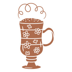 Charming floral mug design with steam swirls