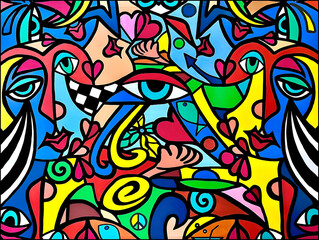 Obraz premium abstract colorful background with eyes 