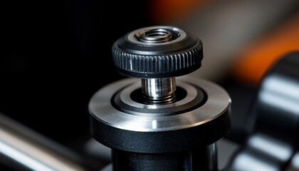 Precision Control: Close-up of a Knurled Metal Adjustment Knob on Machinery