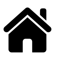 A simple black house icon, symbolizing home and shelter.