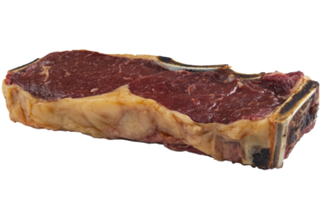 A raw Tbone steak aging to perfection