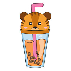 Bubble tea tiger cap color stroke 