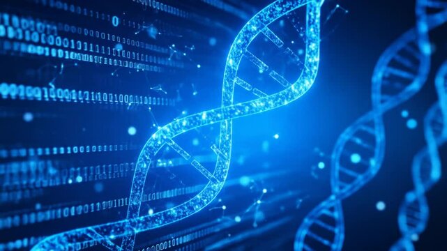 Abstract Dna Structure In Binary Code Background