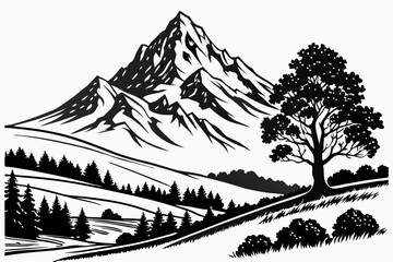 Fototapeta premium trees and mountains