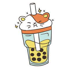 Cat boba tea cute