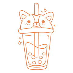 Corgi boba tea stroke