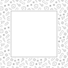 school frame. doodle education square frame. hand drawn school and education frame background. school background