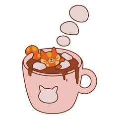 Cute hot chocolate cat  