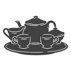 Tea set image in silhouette