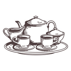 Tea set stroke image