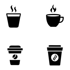 coffee cup icon set cups of coffee tea collection