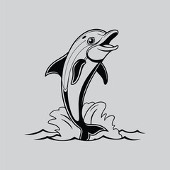 Dolphin Water Splash Drawing