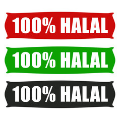 100% Halal stamp on transparent background