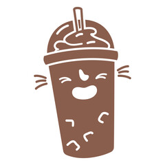Smiling creamy coffee cup cut out silhouette