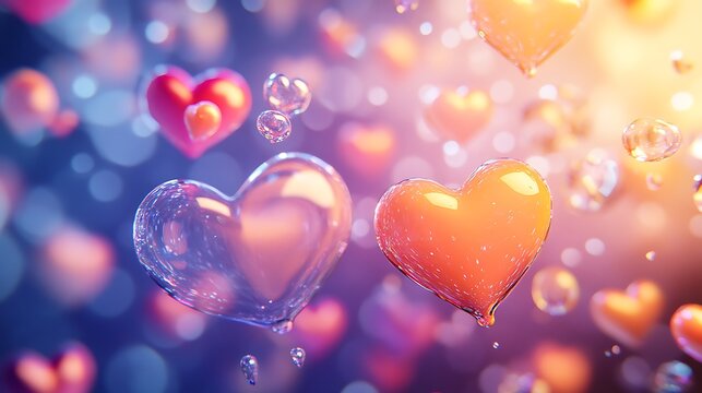 Lava lamp style background with floating hearts