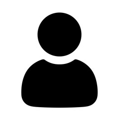A simple black silhouette of a person, representing a user or profile icon.