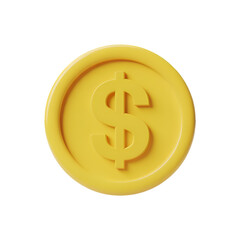 Yellow coin with dollar sign 3d render