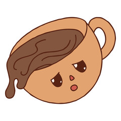 Cup of coffee with a sad face