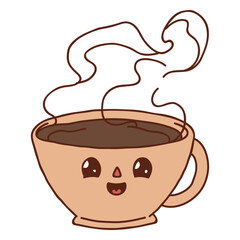 Kawaii coffee with steam coming out of it