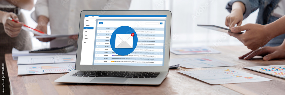 Aufkleber Email notification message showing on computer screen brisk. Digital marketing message information text from business to customer client
