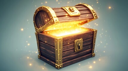 An open treasure chest filled with golden light.