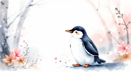 Fototapeta premium penguin on the snow