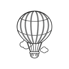 Fototapeta premium Hot Air Balloon Floating in the Sky Kids Coloring Page Vector