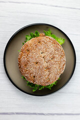Sandwich on white table. Top view