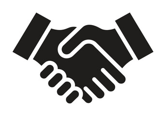 Simple black and white handshake icon representing agreement partnership collaboration deal