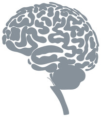 The sticker is a schematic image of the human brain, made in the form of an abstract labyrinth of smooth, winding lines imitating the cerebral cortex.