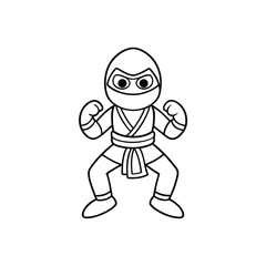 Obraz premium Ninja in a Fighting Pose Kids Coloring Page Vector