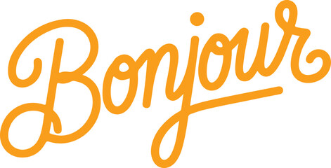 Bonjour Orange Handwritten Script.