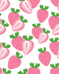 Vibrant pink strawberry pattern, fresh fruit design, sweet summer vibe