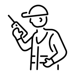 An outline style icon of security guard