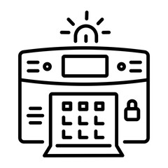 A linear style icon of alarm system