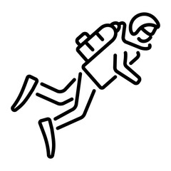 A linear style icon of scuba diver