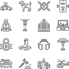 Fototapeta premium Pack of 18 Safety Precaution Linear Icons