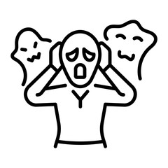 An outline style icon of scared