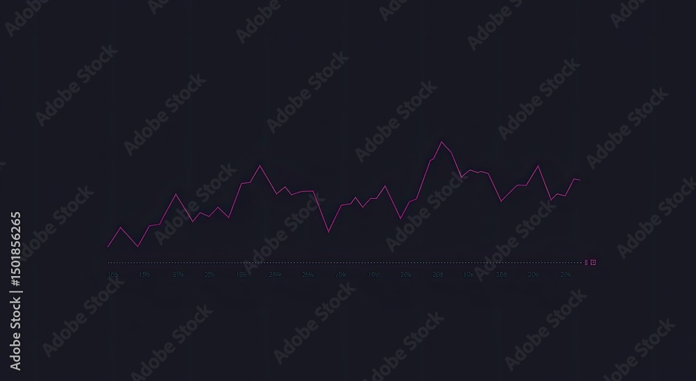 Aufkleber fluctuating line graph on dark background. data points rise and fall over time