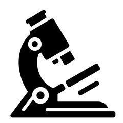 A black and white illustration of a microscope, symbolizing science and research.