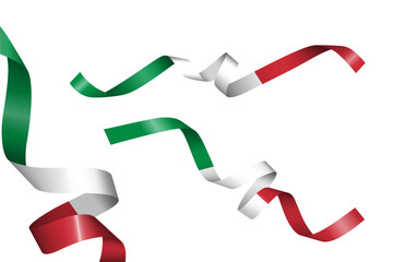 Set of flag ribbon with colors of Italy for independence day celebration decoration