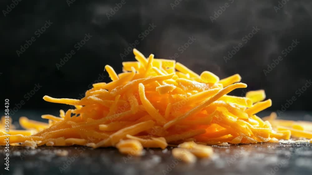 Poster a pile of shredded cheese sitting on a table, perfect for snacking or adding to recipes