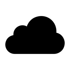 A simple black silhouette of a cloud, illustrated in a minimalist style.