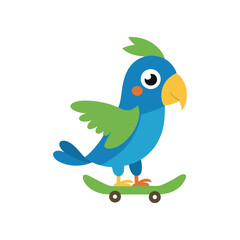 Naklejka premium cute parrot riding a skateboard