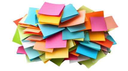 Colorful collection of sticky notes office desk photography indoor environment top view organization and creativity
