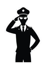 Police Officer Saluting Silhouette Icon