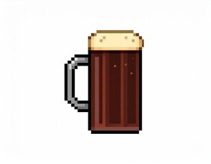 vector illustration of BEER. MUG OF BEER 8BIT PIXELATED ART