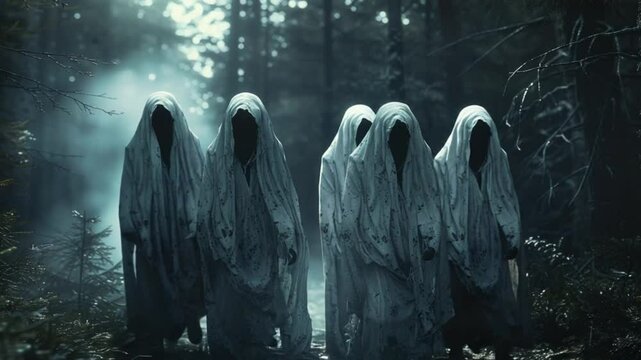 scary ghost characters on hellowen night