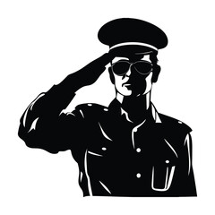 Saluting Officer in Sunglasses Silhouette